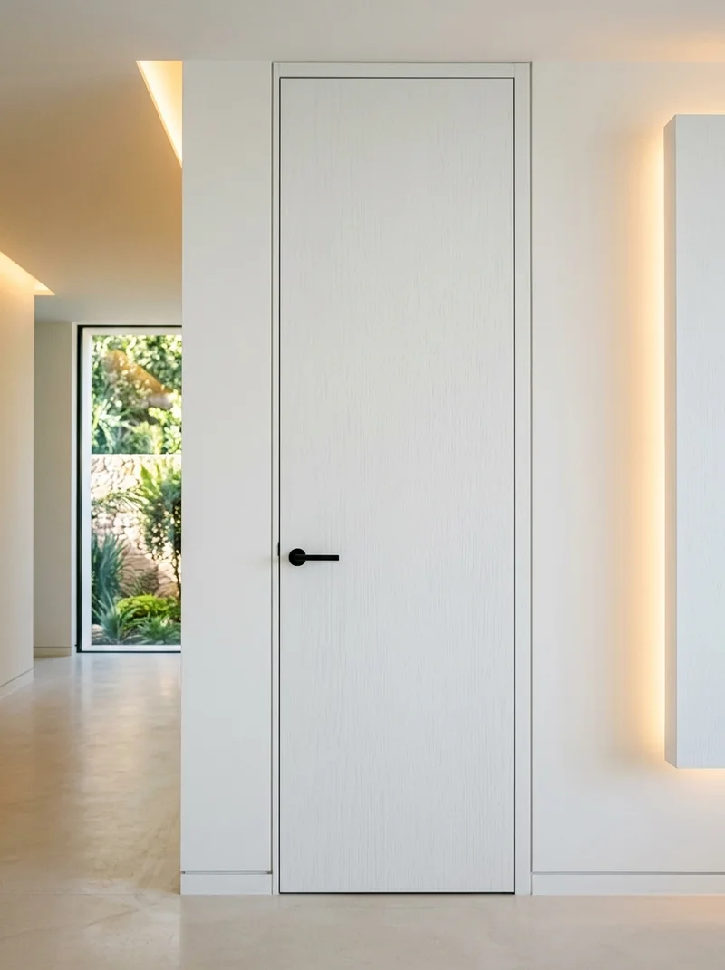 Porte d'intérieur moderne habillée de film Frêne Blanc Premier Soft