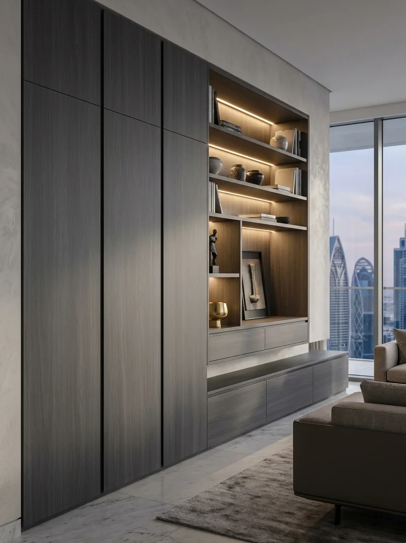 Chris Walnut foil in luxury architectural interior and wardrobes