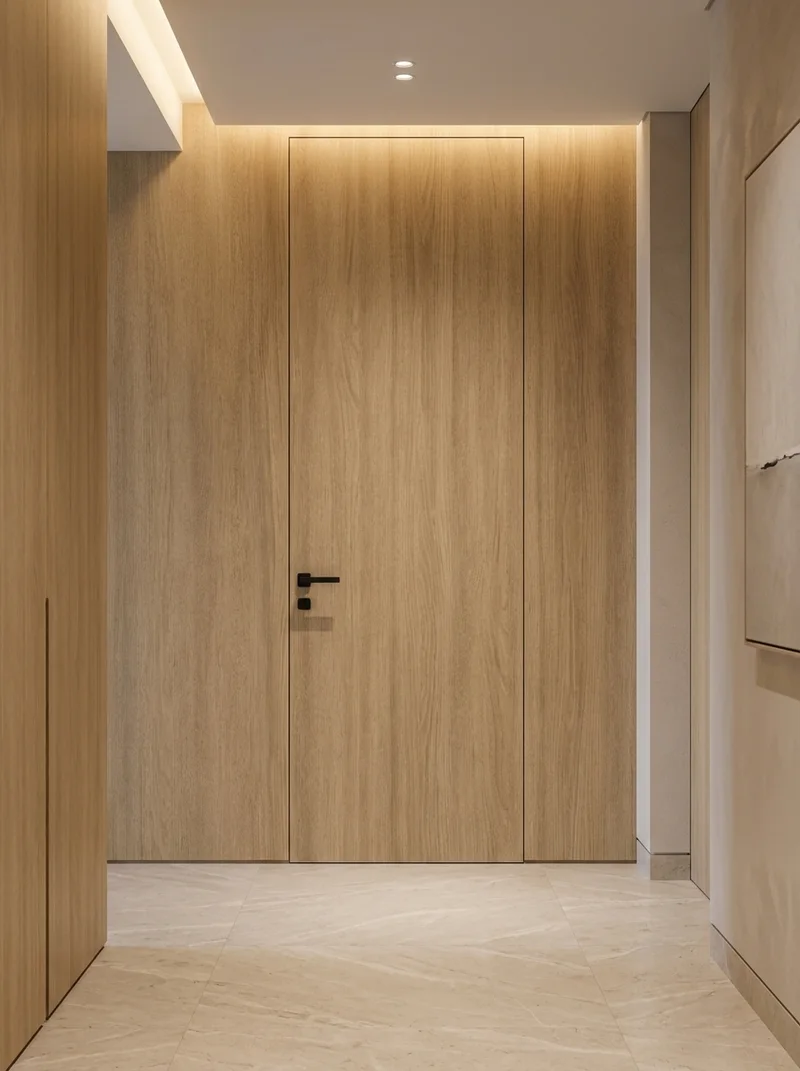 Gabrielle Teak foil applied on warm golden interior door