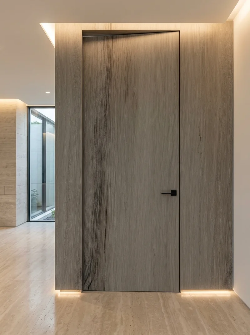Porte d'intérieur moderne habillée de film Chêne Halifax Loft