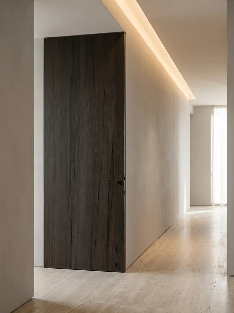 Porte d'intérieur moderne habillée de film Chêne Halifax Teinté