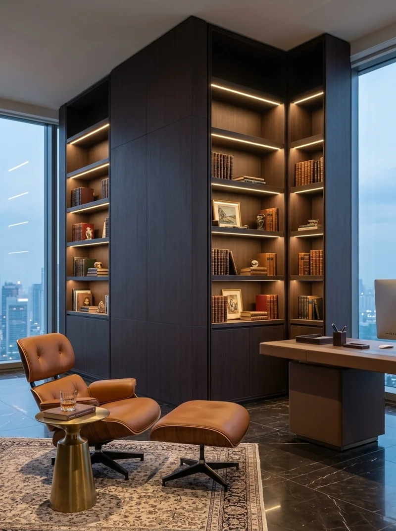 Iron Mahogany foil in executive boardroom wall paneling