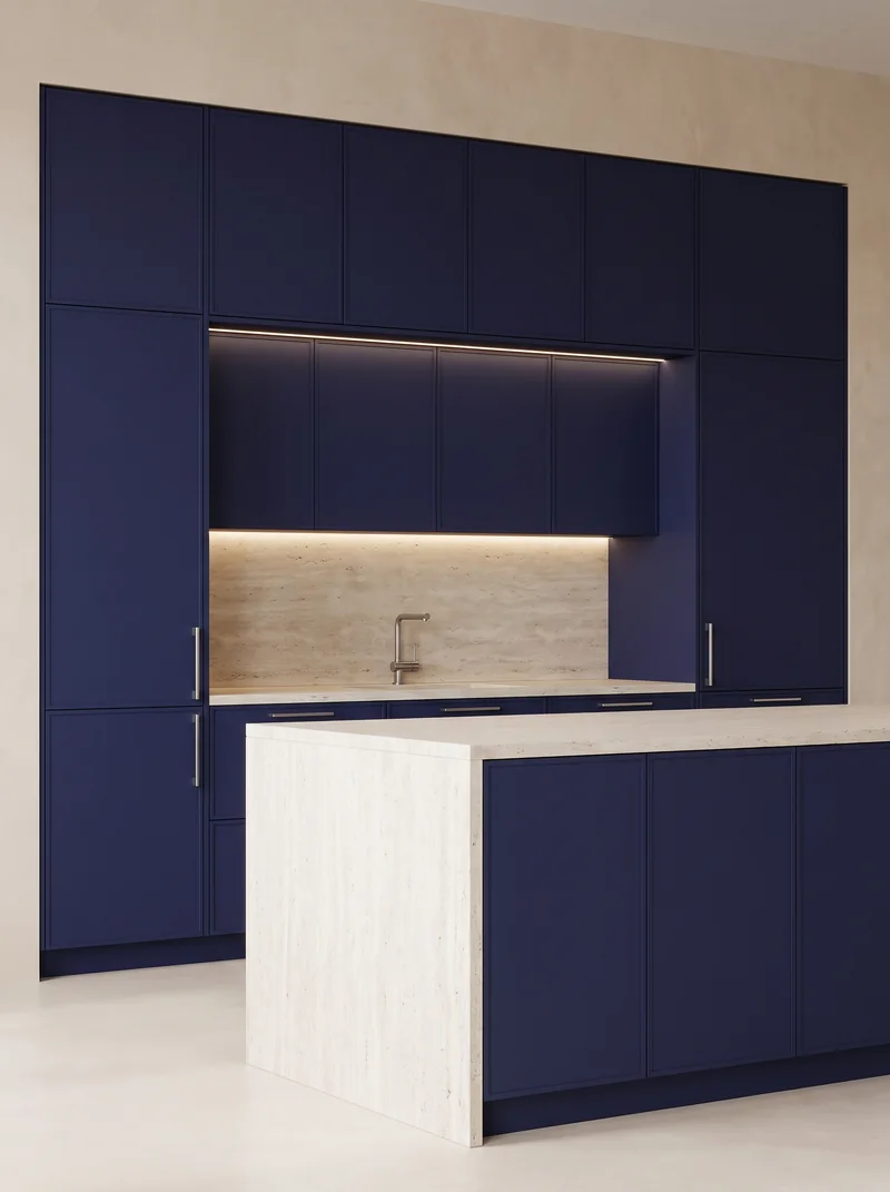خزائن وتجهيزات داخلية فاخرة بفويل أزرق كحلي 323