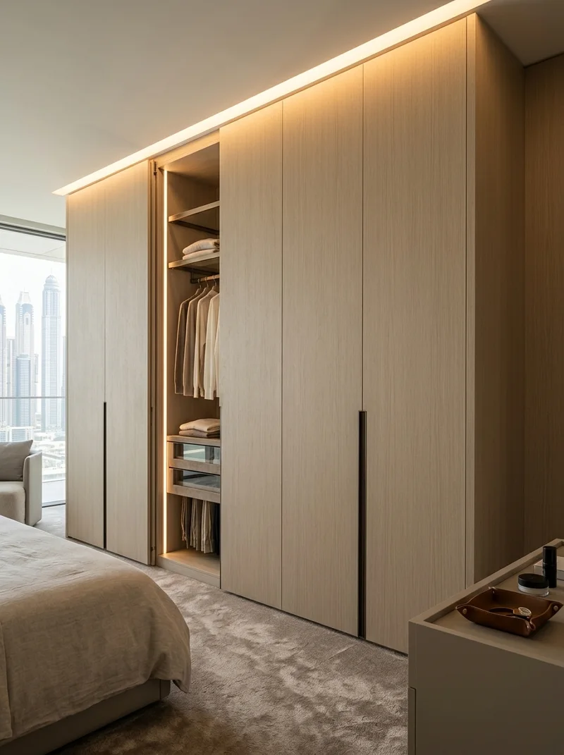 Sanders Oak foil in luxury walk-in closet and dressing room