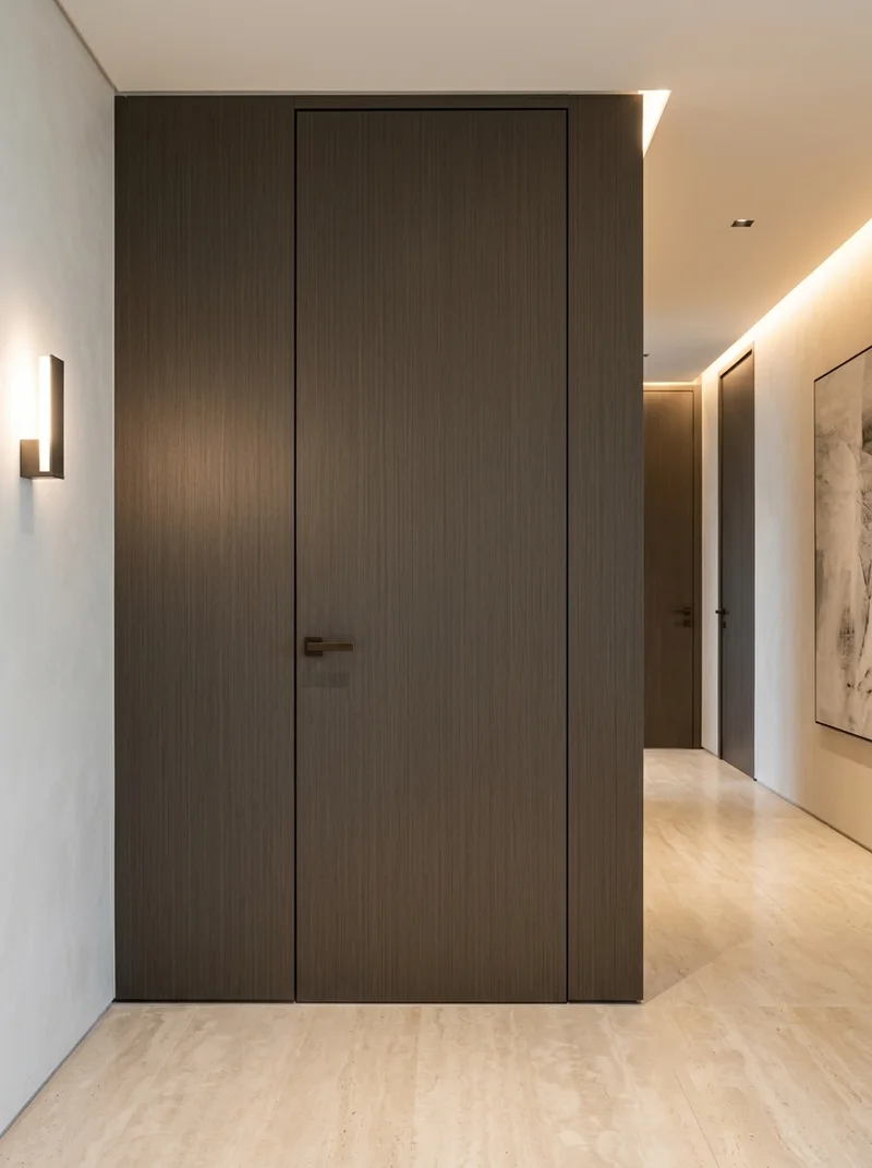 Technology Wood Dark foil on sleek modern entry door