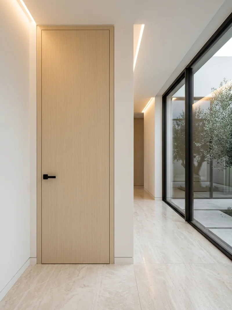Technology Wood foil applied on contemporary architectural door