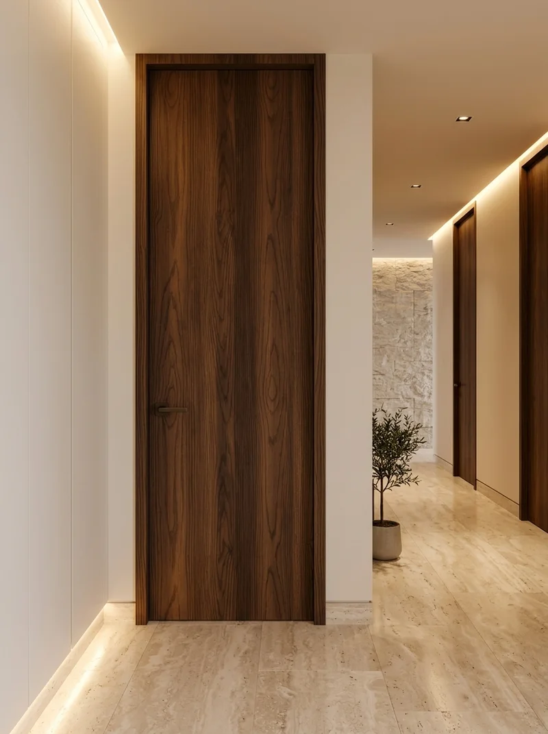 Walnut foil applied on timeless residential interior door