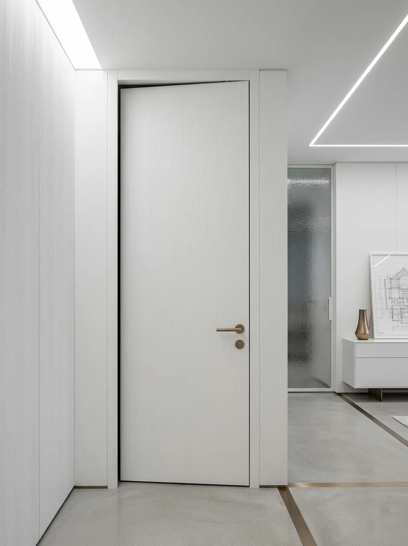 White Relief foil pressed on 3D carved architectural door